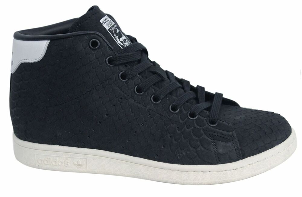 Adidas Womens Stan Smith Leather Sneakers 8 Black Lace Up Shoes Athletic Active